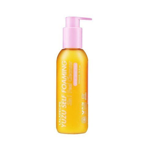 Освітлююча пінка 3-в-1 для вмивання з екстрактом юдзу LALARECIPE Yuzu Self Foaming 3in1 Cleanser 200 мл 8809689374011 фото