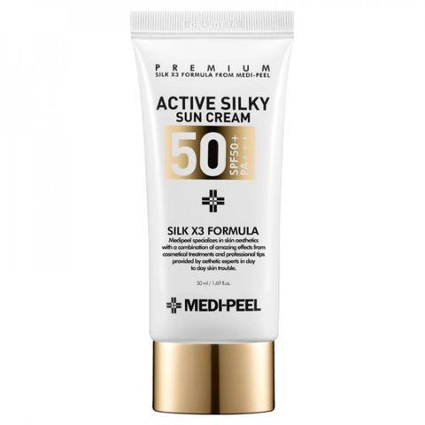 Солнцезащитный крем с комплексом пептидов и шелка Medi-Peel Active Silky Sun Cream SPF 50+ PA+++++ 8809409341545 фото