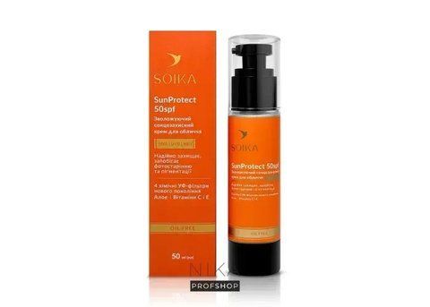 Крем для обличчя сонцезахисний Soika SunProtect SPF 50 зволожувальний з алое та вітамінами C та E 50 мл 4820238721708 фото