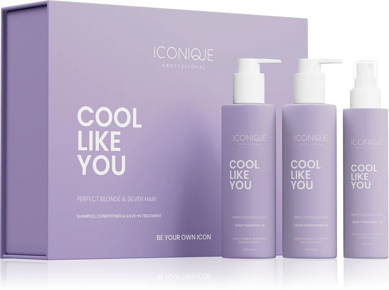 Набір для волосся для нейтралізації жовтизни COOL LIKE YOU Perfect Blonde & Silver Violet Set Iconique 8053689495461 фото
